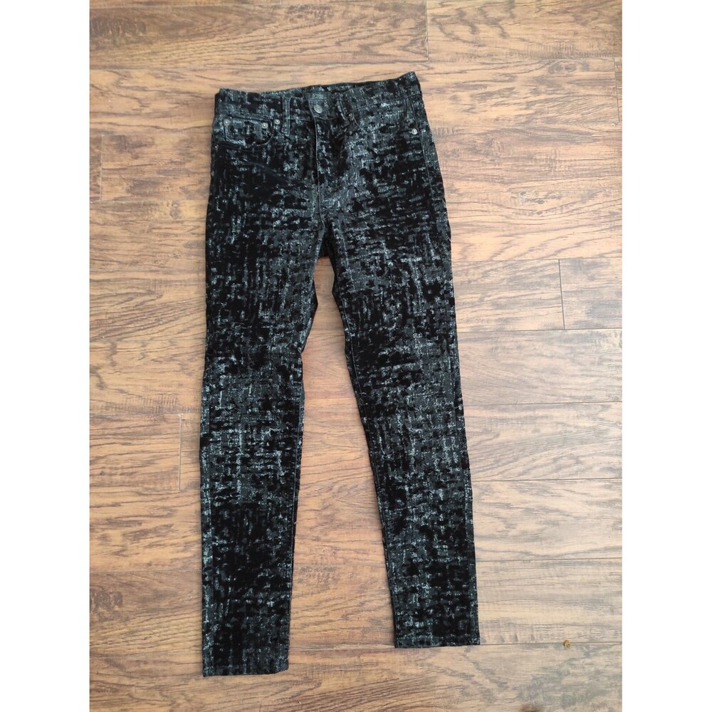 Polo RALPH LAUREN Unisex 28 VELOUR Pants BLACK Metallic Threading
